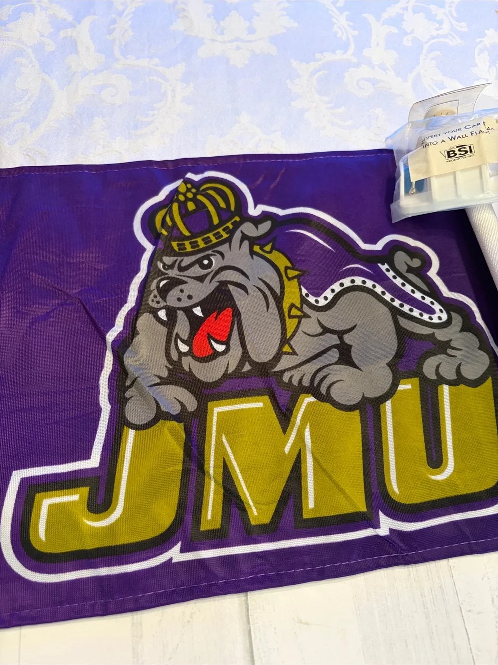JMU Bulldog Flag Banner in Purple and Gold